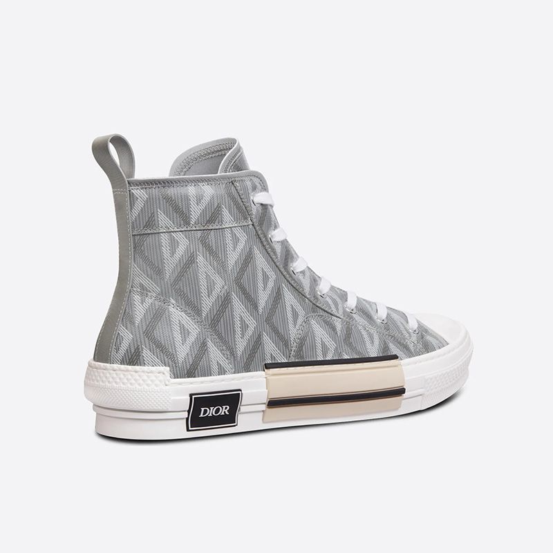 Dior B23 High-Top Sneakers Unisex CD Diamond Motif Canvas Grey - Image 3