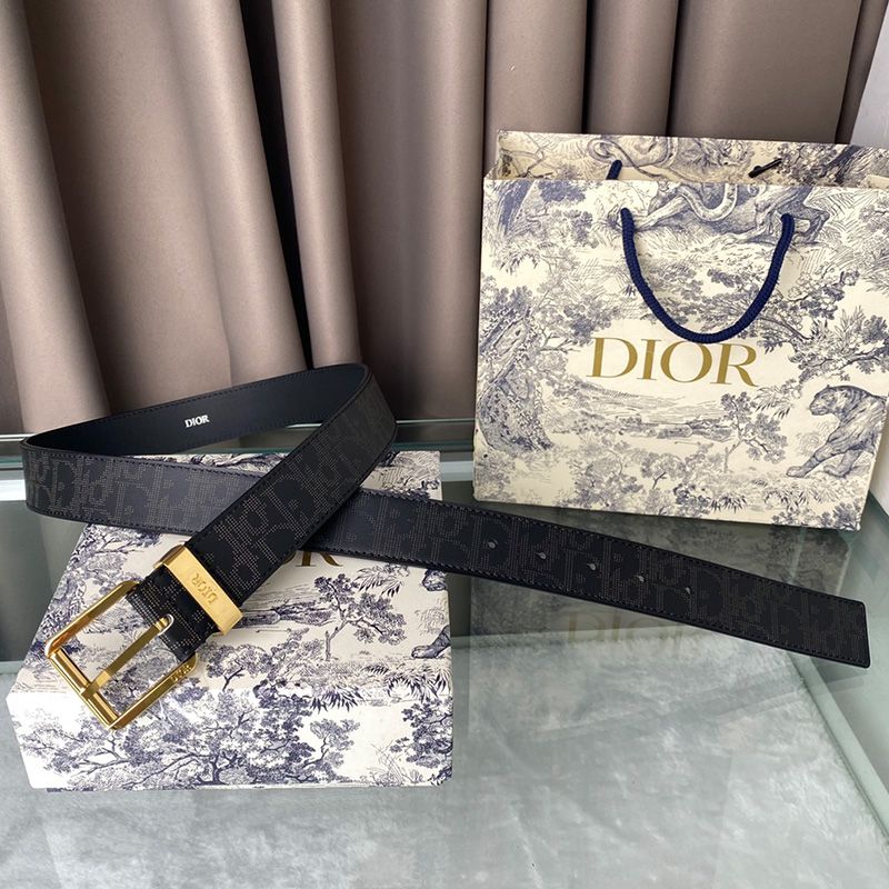 Dior Belt Oblique Calfskin Black/Gold - Image 2