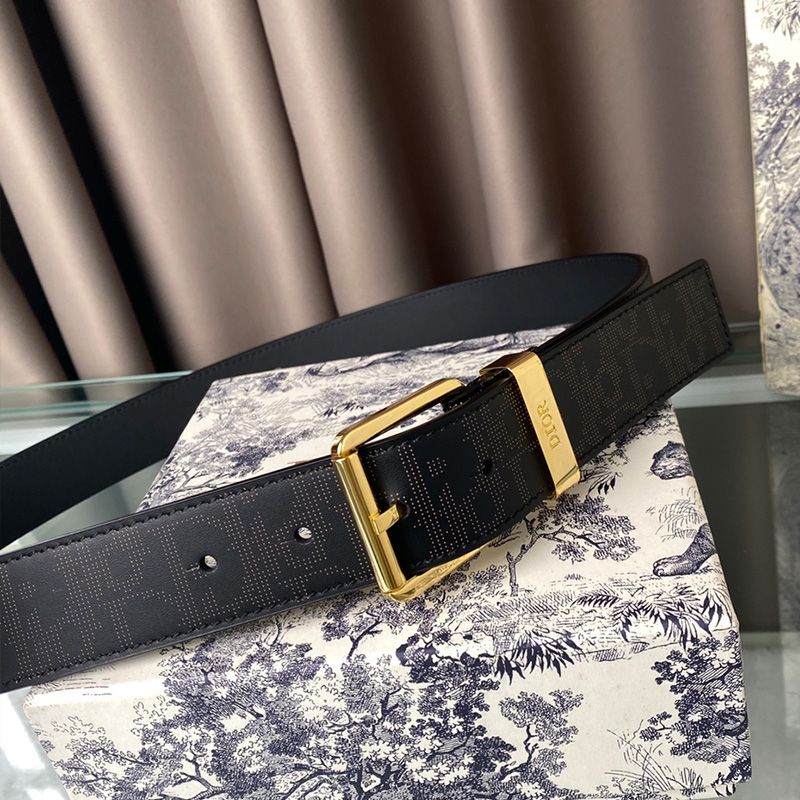 Dior Belt Oblique Calfskin Black/Gold - Image 3
