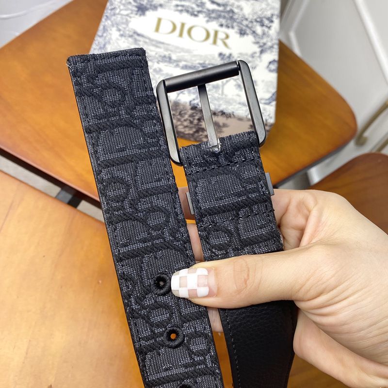 Dior Belt Oblique Motif Canvas Black - Image 3