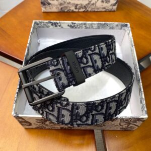 Dior Belt Oblique Motif Canvas Blue/Black