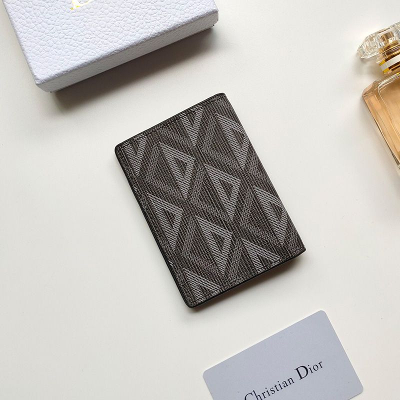 Dior Bi-Fold Card Holder CD Diamond Motif Calfskin Black - Image 2