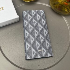 Dior Bi-Fold Long Card Holder CD Diamond Motif Canvas Grey