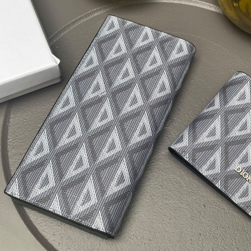 Dior Bi-Fold Long Card Holder CD Diamond Motif Canvas Grey - Image 2