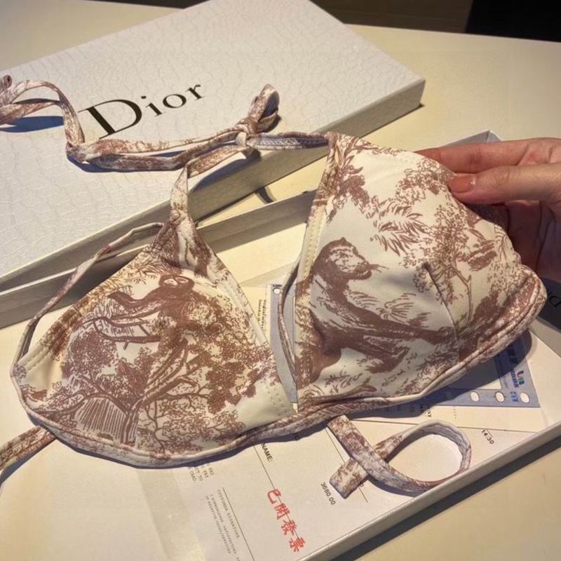 Dior Bikini Women Toile De Jouy with Bee CD Motif Lycra White - Image 2