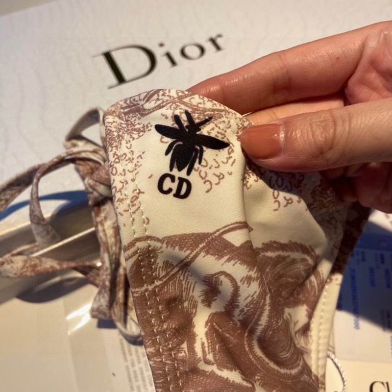 Dior Bikini Women Toile De Jouy with Bee CD Motif Lycra White - Image 4