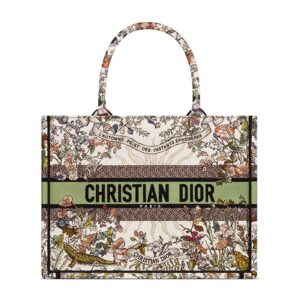 Dior Book Tote In 4 Saisons Printemps Soleil Motif Canvas White/Green