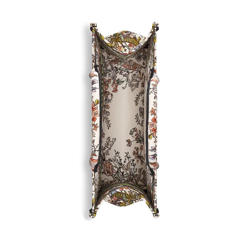 Dior Book Tote In 4 Saisons Printemps Soleil Motif Canvas White/Green - Image 4