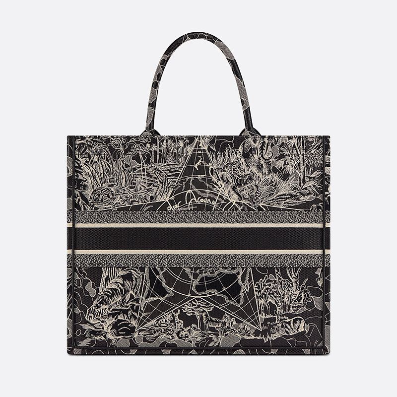 Dior Book Tote In Around the World Motif Canvas Black - Image 3