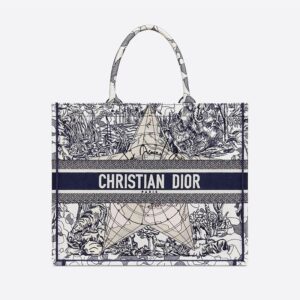 Dior Book Tote In Around the World Motif Canvas Blue