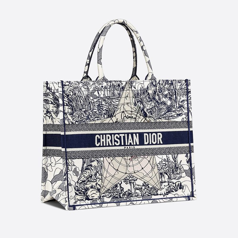 Dior Book Tote In Around the World Motif Canvas Blue - Image 2