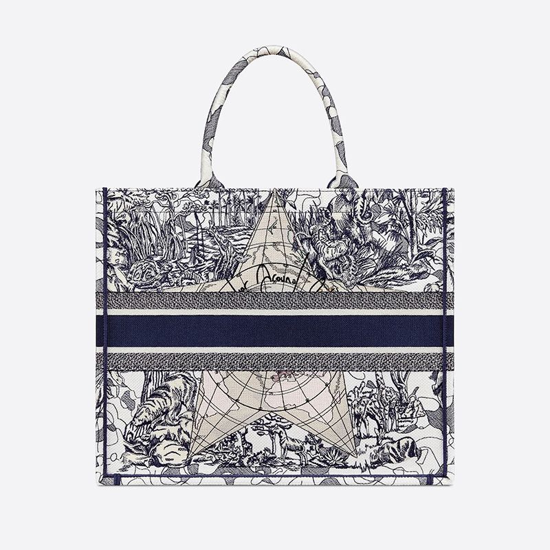 Dior Book Tote In Around the World Motif Canvas Blue - Image 3