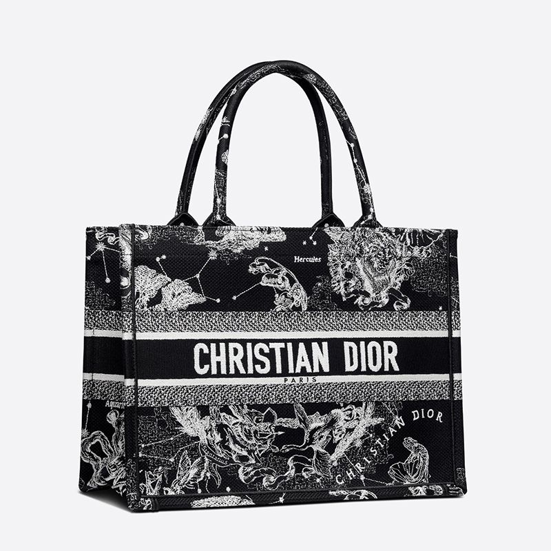 Dior Book Tote In Toile de Jouy Zodiac Motif Canvas Black - Image 2