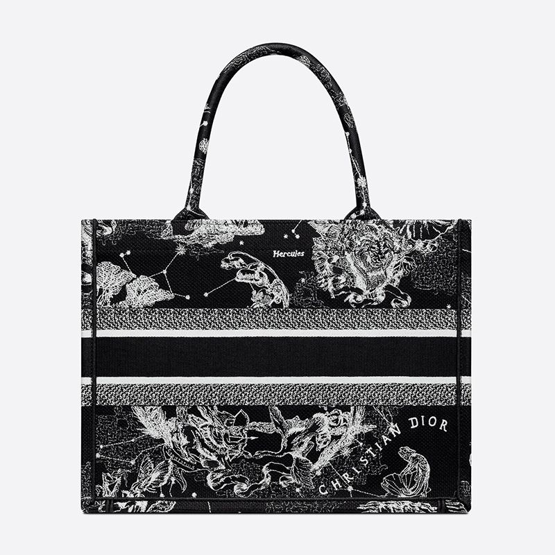 Dior Book Tote In Toile de Jouy Zodiac Motif Canvas Black - Image 3