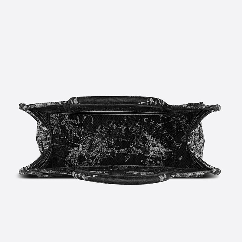 Dior Book Tote In Toile de Jouy Zodiac Motif Canvas Black - Image 4