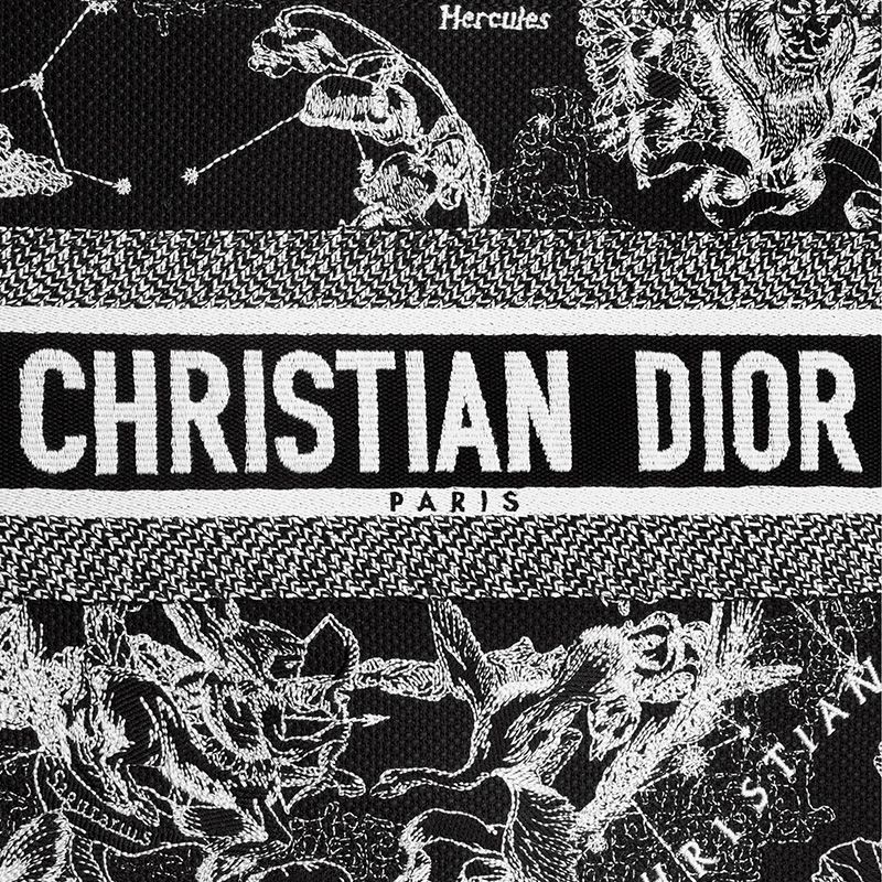 Dior Book Tote In Toile de Jouy Zodiac Motif Canvas Black - Image 5