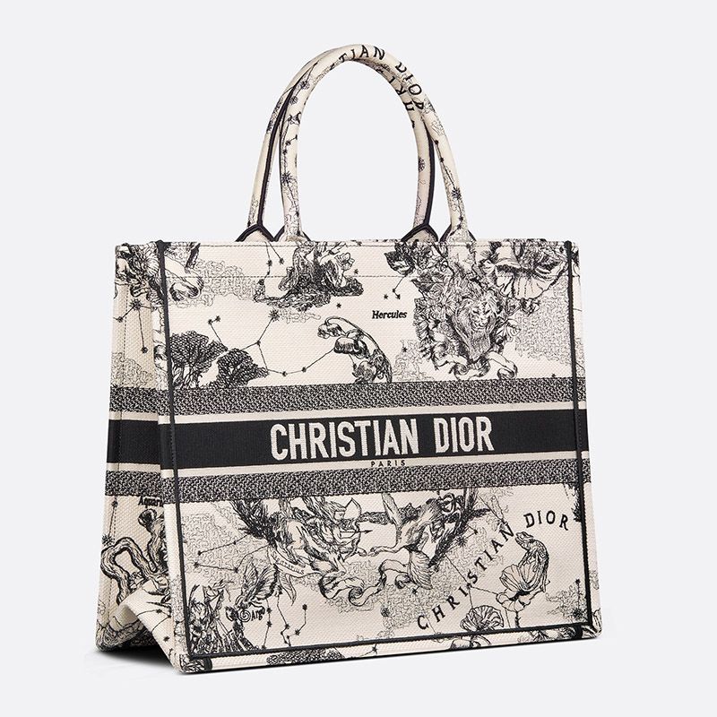 Dior Book Tote In Toile de Jouy Zodiac Motif Canvas White - Image 2