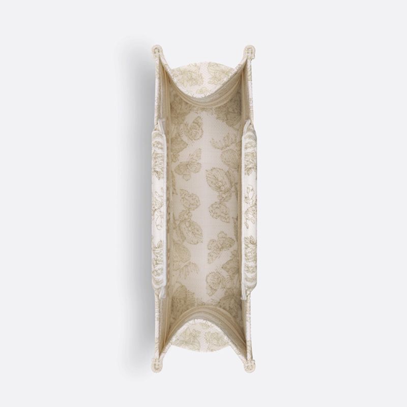 Dior Book Tote In Butterfly Around The World Motif Canvas White/Gold - Image 4