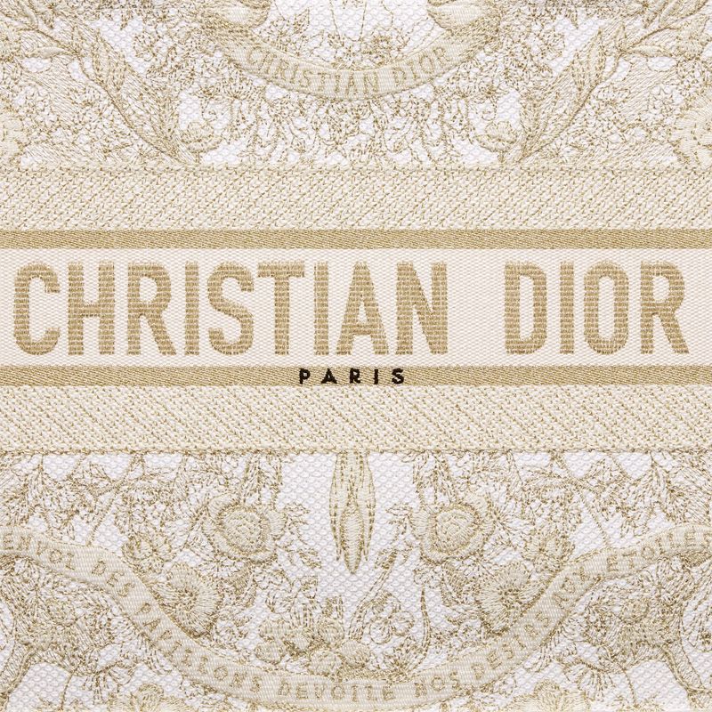 Dior Book Tote In Butterfly Around The World Motif Canvas White/Gold - Image 5