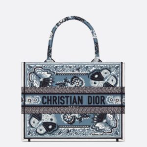 Dior Book Tote In Butterfly Bandana Motif Canvas Blue