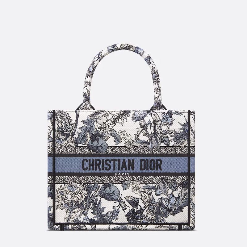 Dior Book Tote In Chardons Motif Canvas Blue