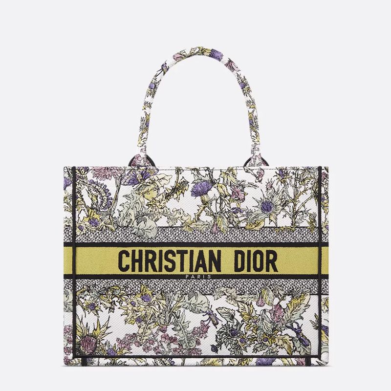 Dior Book Tote In Chardons Motif Canvas White