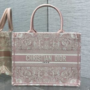 Dior Book Tote In D-Butterfly Paisley Motif Canvas Cherry