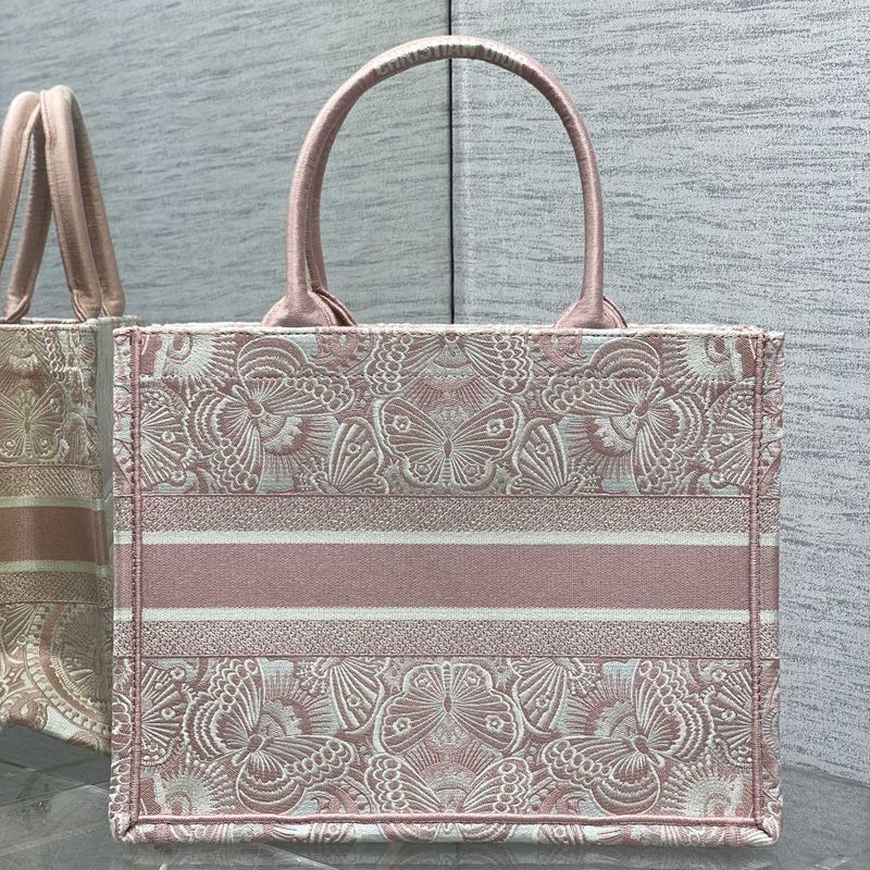 Dior Book Tote In D-Butterfly Paisley Motif Canvas Cherry - Image 2