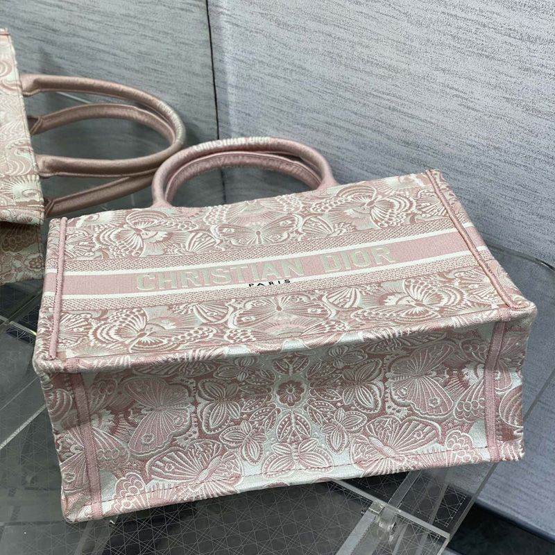 Dior Book Tote In D-Butterfly Paisley Motif Canvas Cherry - Image 3