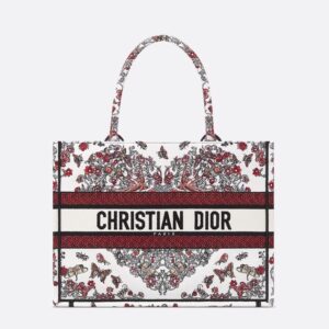 Dior Book Tote In Dioramour Coeur des Curiosities Motif Canvas White