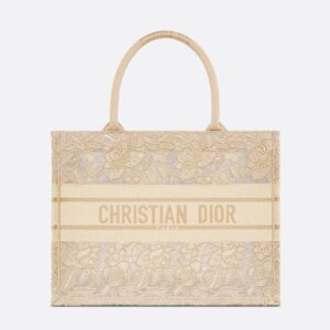 Dior Book Tote D-Lace Motif Macrame Beige