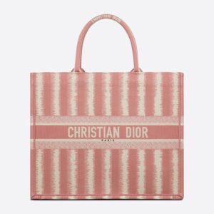 Dior Book Tote D-Stripes Motif Canvas Pink