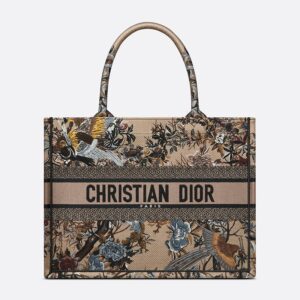 Dior Book Tote In Jardin d'Hiver Motif Canvas Beige