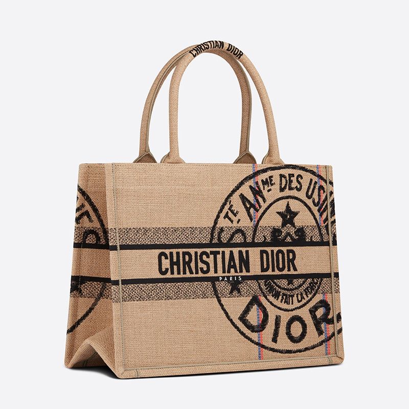 Dior Book Tote In Jute Motif Canvas Beige - Image 2