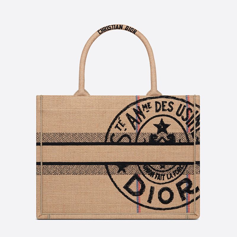 Dior Book Tote In Jute Motif Canvas Beige - Image 3