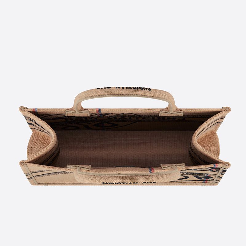 Dior Book Tote In Jute Motif Canvas Beige - Image 4