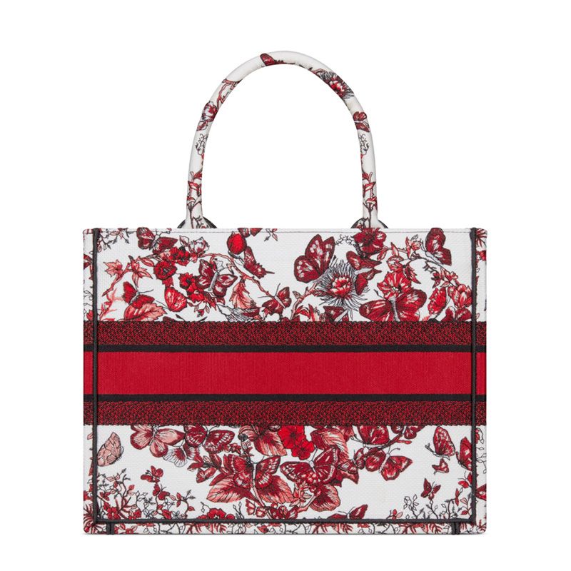 Dior Book Tote In Le Coeur des Papillons Motif Canvas White/Red - Image 2