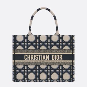 Dior Book Tote In Macrocannage Motif Canvas Blue