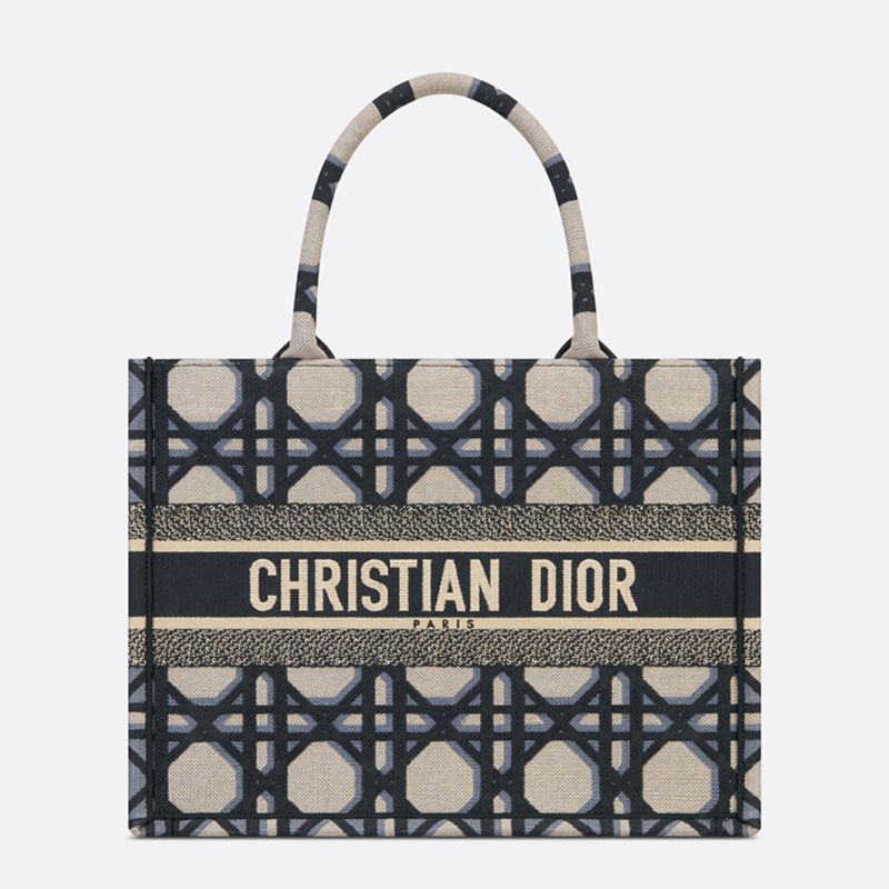 Dior Book Tote In Macrocannage Motif Canvas Blue
