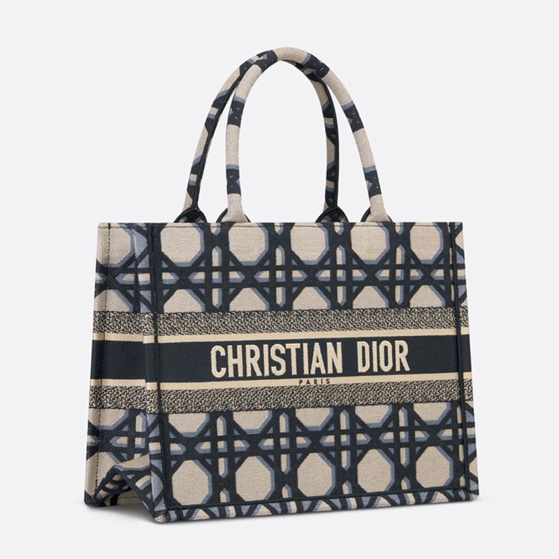 Dior Book Tote In Macrocannage Motif Canvas Blue - Image 2