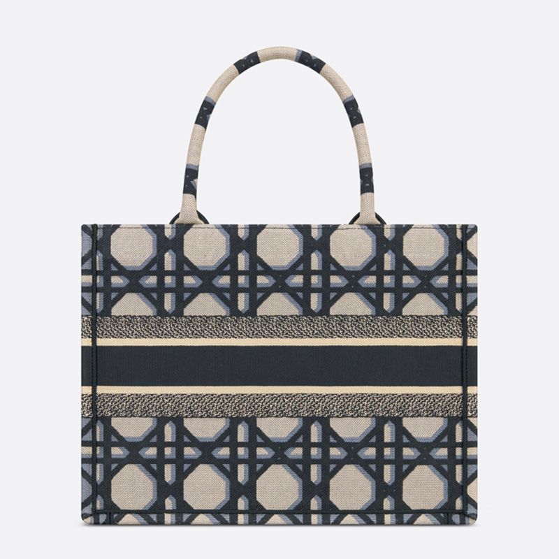 Dior Book Tote In Macrocannage Motif Canvas Blue - Image 3