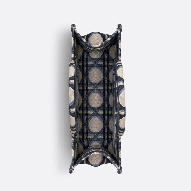 Dior Book Tote In Macrocannage Motif Canvas Blue - Image 4