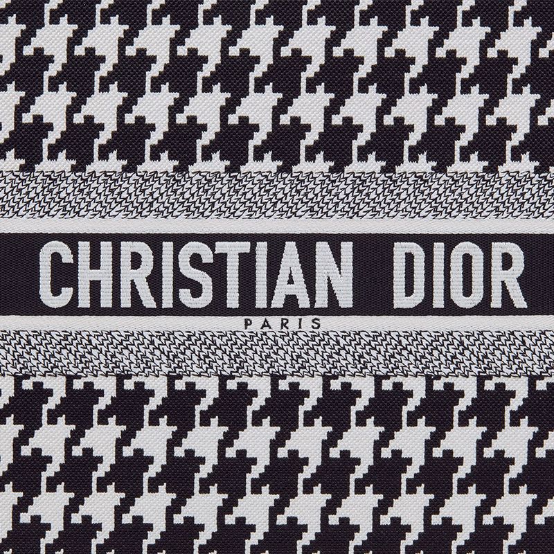 Dior Book Tote In Macro Houndstooth Motif Canvas Black - Image 4