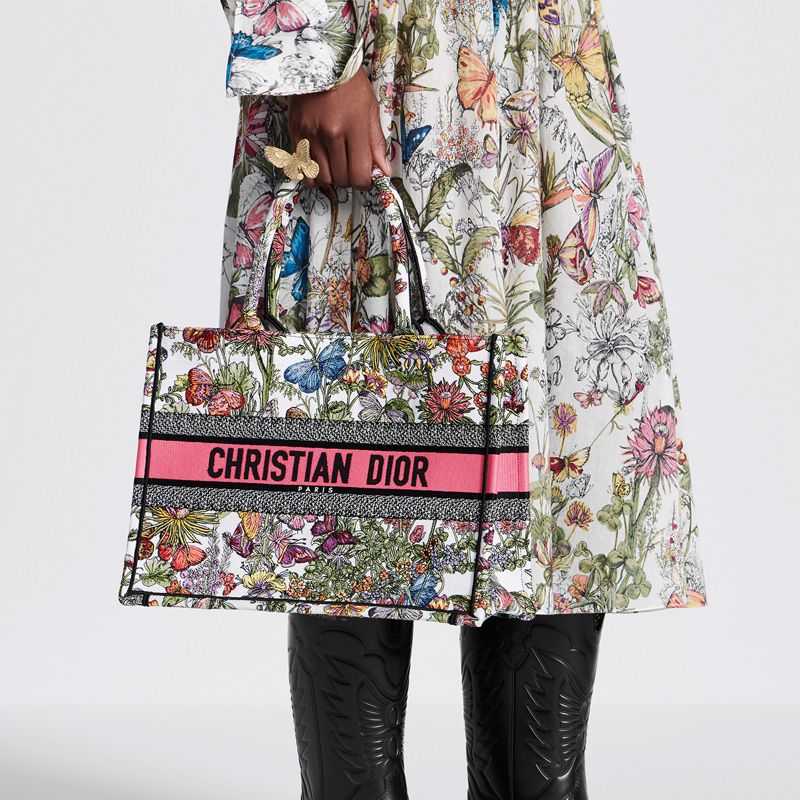 Dior Book Tote Mexico Millefiori Motif Canvas White/Pink - Image 5