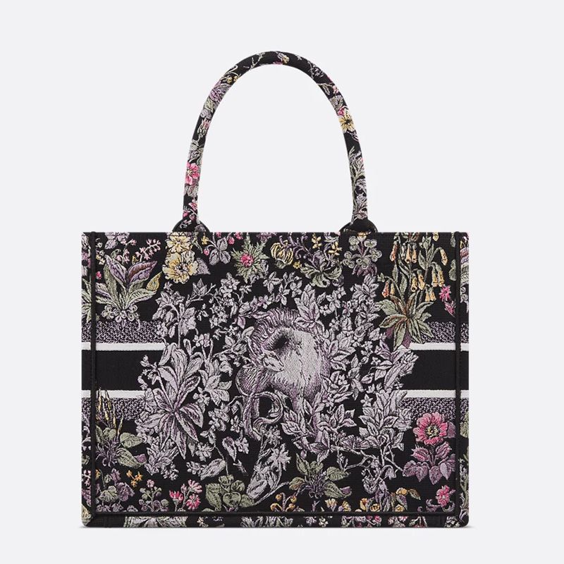 Dior Book Tote In Millefiori Unicorn Motif Canvas Black - Image 2
