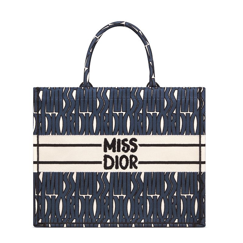 Dior Book Tote In Miss Dior Allover Motif Canvas Blue - Image 2
