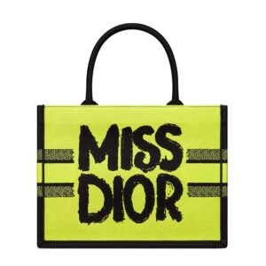 Dior Book Tote In Miss Dior Graffiti Motif Canvas Yellow