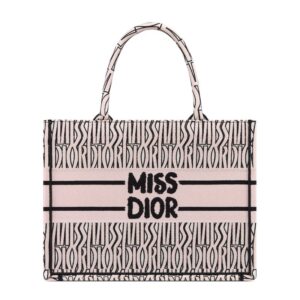 Dior Book Tote In Miss Dior Allover Motif Canvas Pink