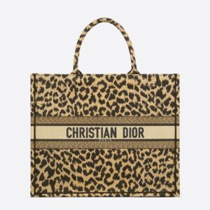 Dior Book Tote In Mizza Motif Canvas Beige