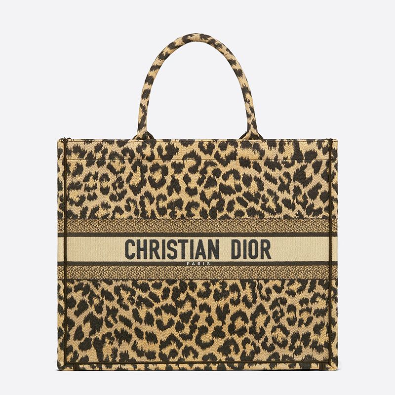 Dior Book Tote In Mizza Motif Canvas Beige